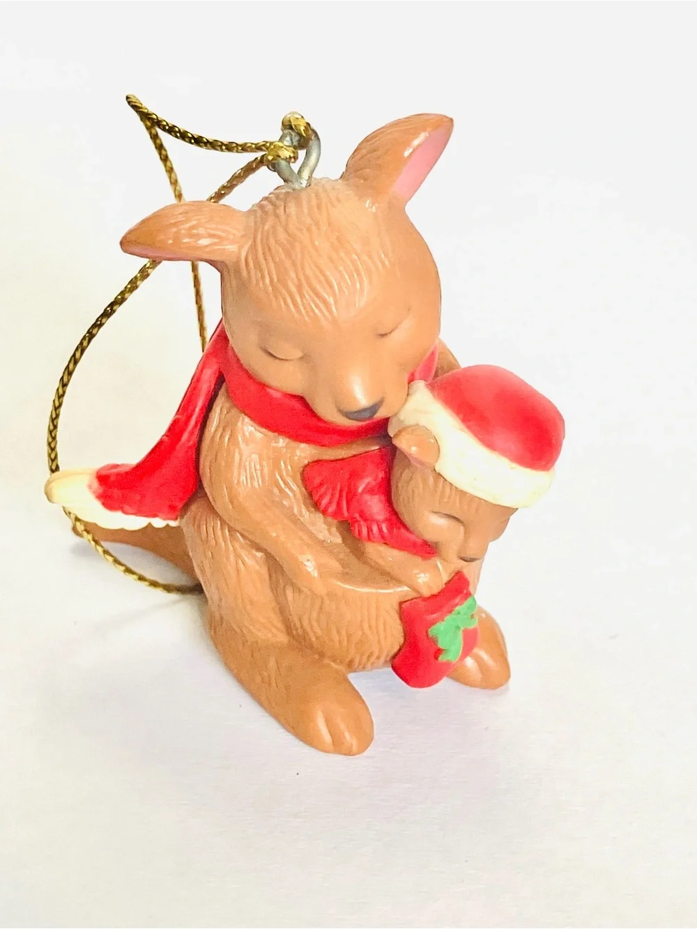 Avon 1983 Hoppy Holidays Mom & Baby Kangaroo Christmas Ornament
